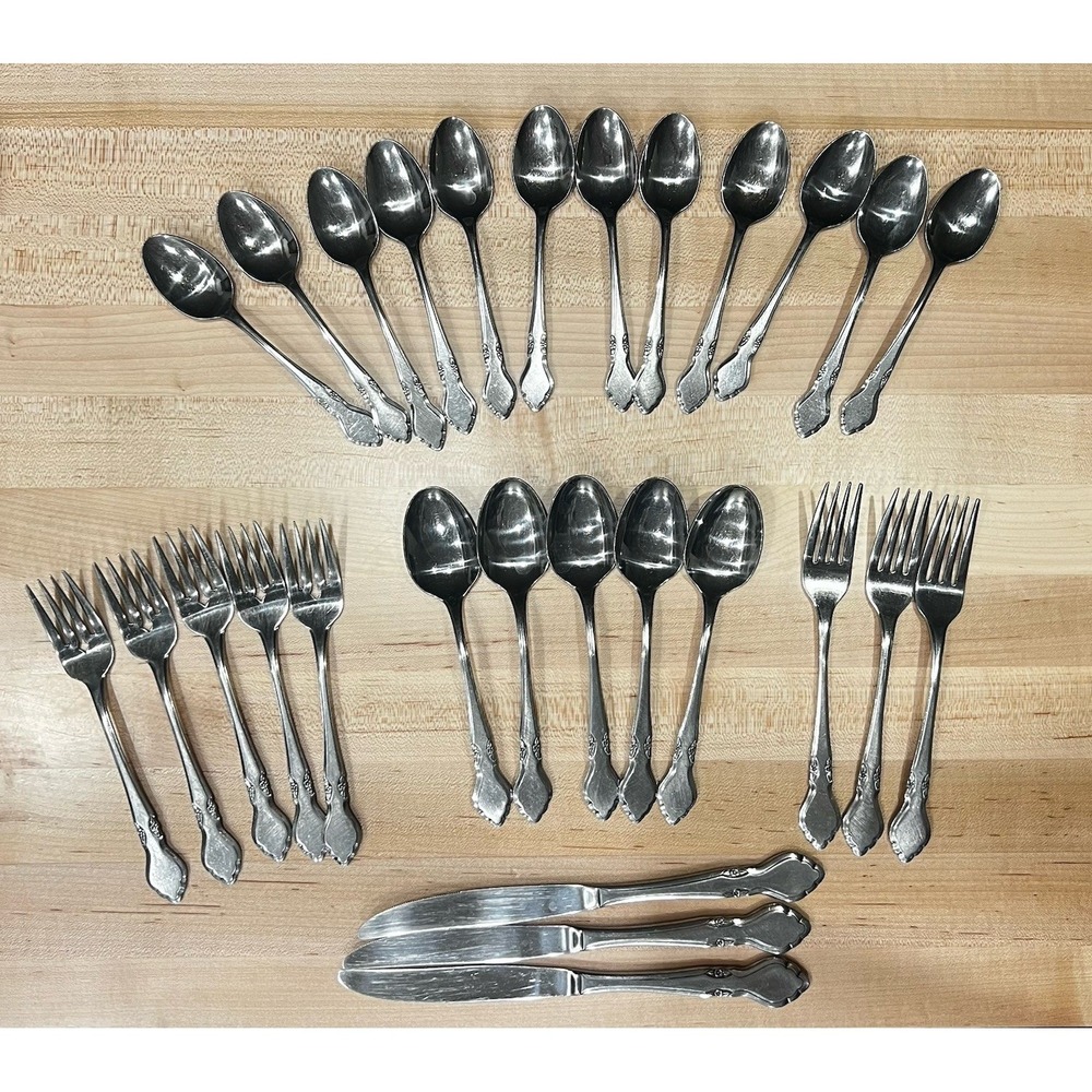Flatware Oneida Phoenix-Northland Stainless Korea, 28 Pieces Forks Spoons Knives